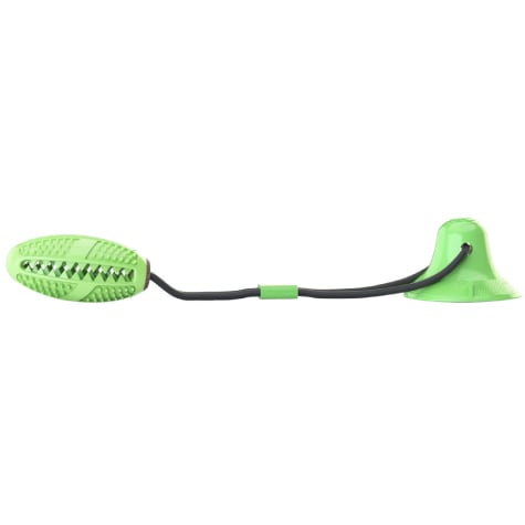 Pet Life Green 'Grip N' Play' Treat Dispensing Football Shaped Suction Cup Dog Toy