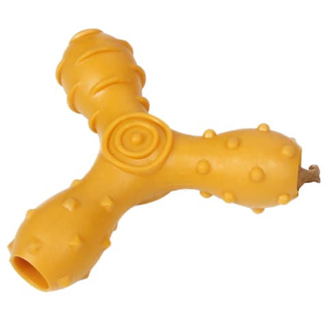 Pet Life Orange'Tri-Chew' Treat Dispensing and Chewing Interactive TPR Dog Toy