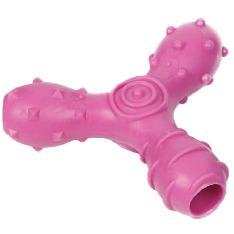 Pet Life Pink 'Tri-Chew' Treat Dispensing and Chewing Interactive TPR Dog Toy