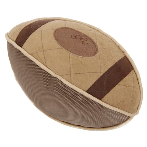 Pet Life Khaki 'Pugskin' Durable Oxford Nylon and Mesh Plush Squeaky Football Dog Toy