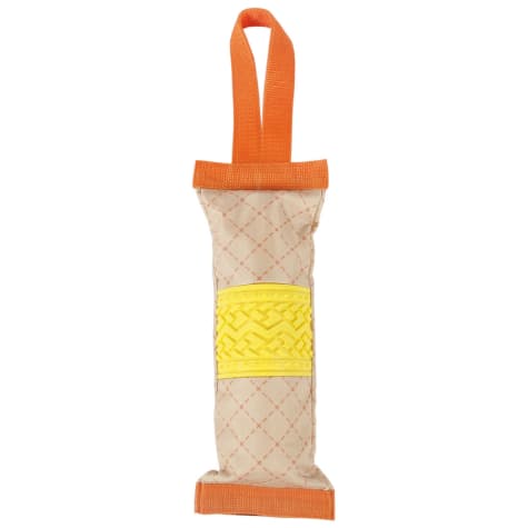 Pet Life Orange/Yellow 'Quash' Water Bottle Inserting Nylon and Rubber Crackling Dog Toy