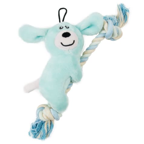 Pet Life Blue 'Broom-Lick' Plush and Jute Rope Squeaking Newborn Cat and Dog Toy