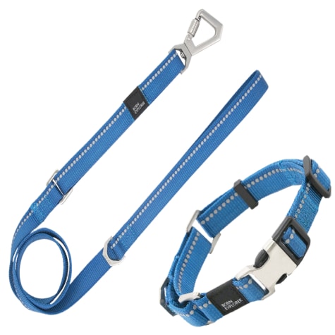Pet Life Blue 'Advent' Outdoor Series 3M Reflective 2-in-1 Durable Martingale Training Dog Leash and Collar