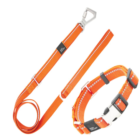 Pet Life Orange 'Advent' Outdoor Series 3M Reflective 2-in-1 Durable Martingale Training Dog Leash and Collar