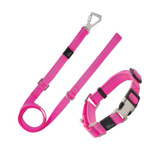 Pet Life Pink 'Advent' Outdoor Series 3M Reflective 2-in-1 Durable Martingale Training Dog Leash and Collar
