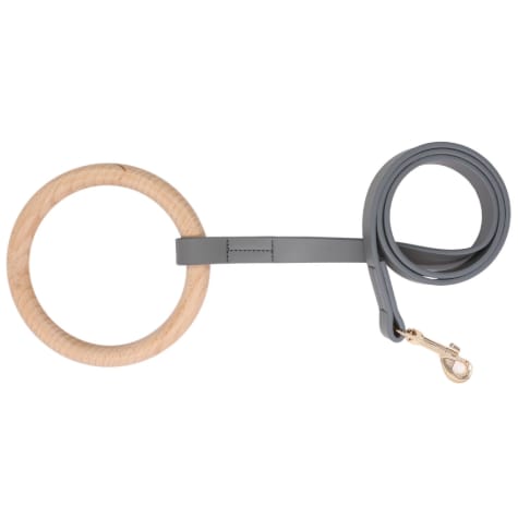 Pet Life Grey 'Ever-Craft' Boutique Series Beechwood and Leather Designer Dog Leash
