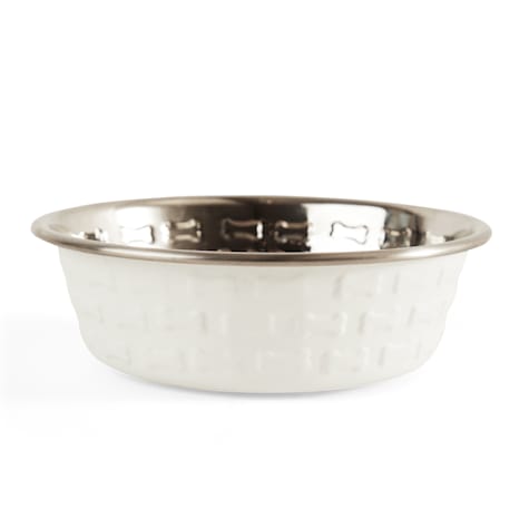 EveryYay Textured Stainless Steel Bone Dog Bowl