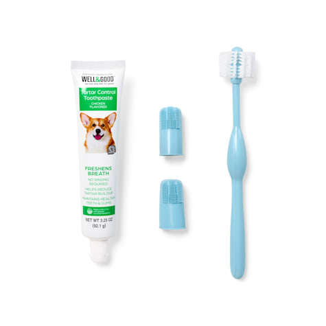 Well & Good Dental Health Kit with Chicken-Flavored Toothpaste for Dogs