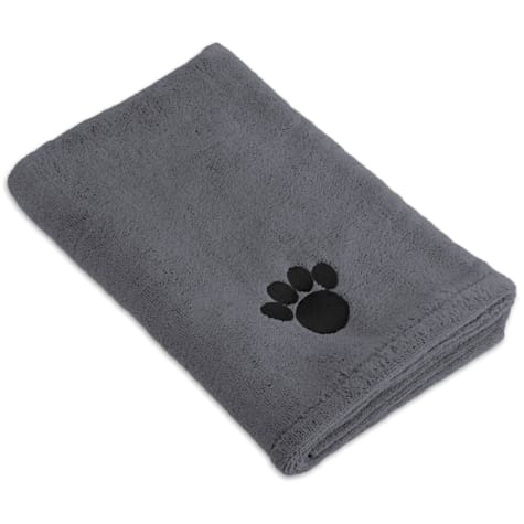 Bone Dry Gray Embroidered Paw Pet Towel