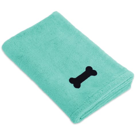 Bone Dry Green Embroidered Bone Pet Towel