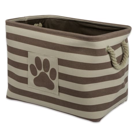 Bone Dry Polyester Pet Bin Stripe With Paw Patch Brown Rectangle
