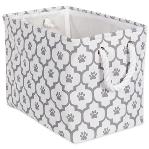 Bone Dry Polyester Pet Bin Paw Lattice Gray Rectangle