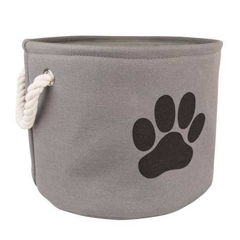Bone Dry Polyester Pet Bin Paw Gray Round