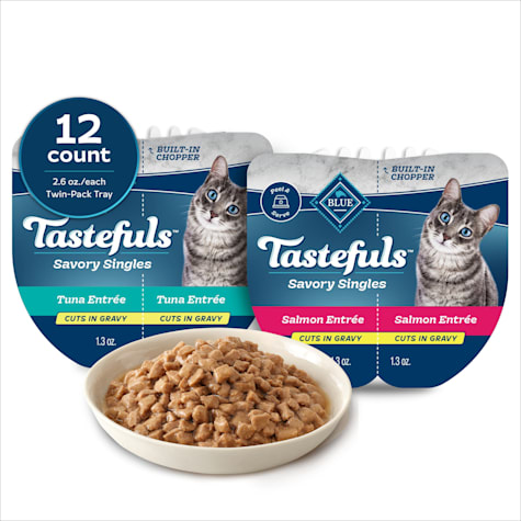 Blue Buffalo Tastefuls Savory Singles Salmon and Tuna Natural Wet Cat Food Cuts in Gravy Variety Pack