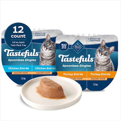 Blue Buffalo Tastefuls Spoonless Singles Chicken & Turkey Wet Cat Food Pate Variety Pack