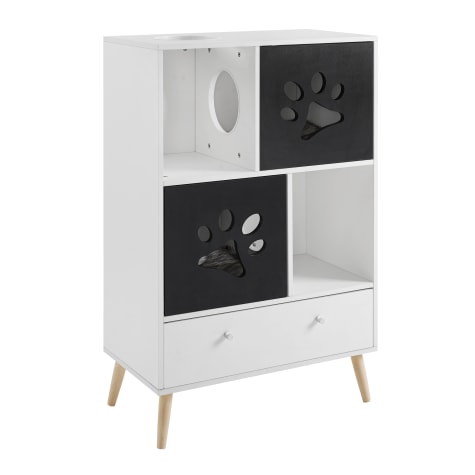 Sam's Pets Black and White Convertible Cat Tree Shelf with Drawer