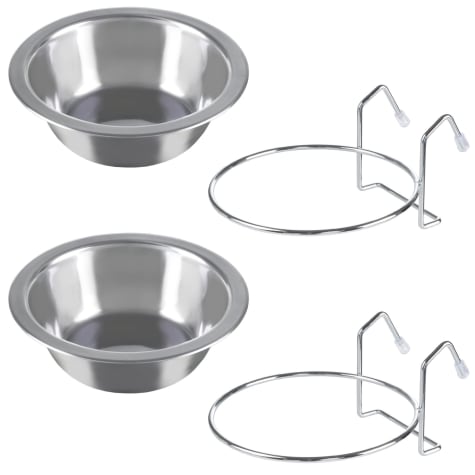 Pet Adobe Hanging Dog Bowl Set for Kennels or Crates