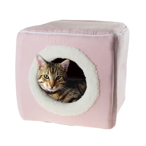 Pet Adobe Pink Soft Enclosed Indoor Cavern Cat Bed