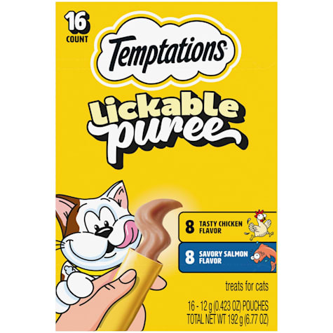 Temptations Creamy Puree with Chicken and Salmon Lickable, Squeezable Cat Treats Variety Pack