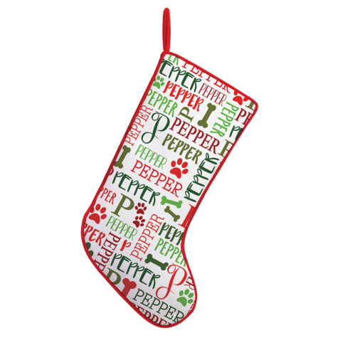 Custom Personalization Solutions Red Dog Word Art Personalized Trim Christmas Stocking