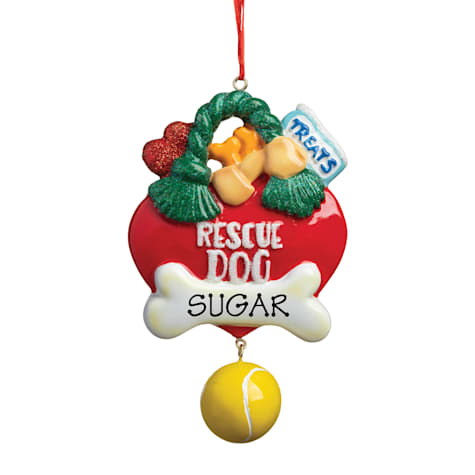 Custom Personalization Solutions Rescue Dog Personalized Christmas Tree Ornament