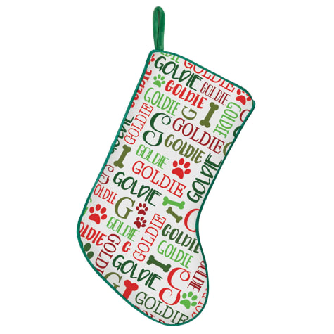 Custom Personalization Solutions Green Dog Word Art Personalized Trim Christmas Stocking