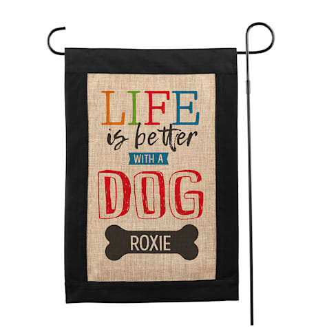 Custom Personalization Solutions Life is Better with a Dog Personalized Garden Flag