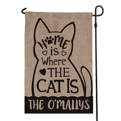Custom Personalization Solutions Home Is Where The Cat Personalized Garden Flag