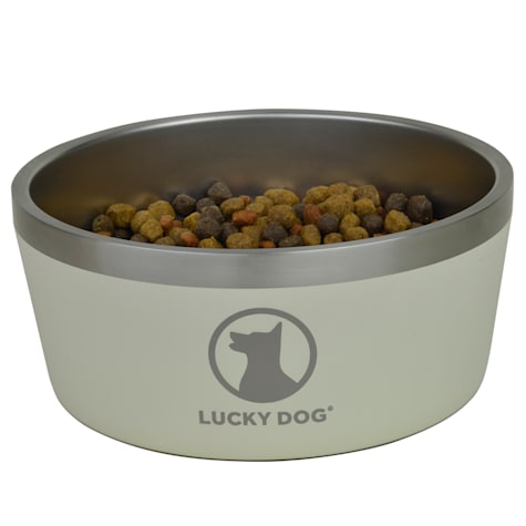 Lucky Dog Indulge Beige Double Wall Stainless Steel Dog Bowl
