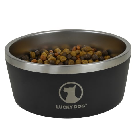 Lucky Dog Indulge Black Double Wall Stainless Steel Dog Bowl