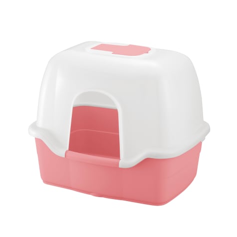 Richell Paw Trax Pink Wide Hooded Cat Litter Box