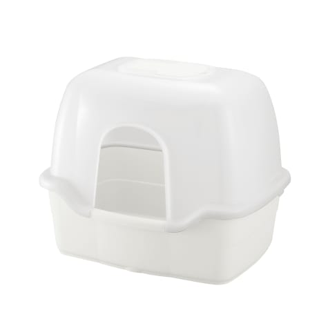Richell Paw Trax White Wide Hooded Cat Litter Box