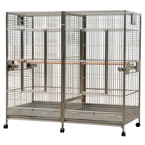A&E Cage Company X-Large Double Macaw Cage with Divider in Stainless Steel