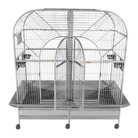 A&E Cage Company Double Macaw Cage with Removable Divider in Stainless Steel