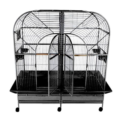 A&E Cage Company Double Macaw Cage with Removable Divider in Black