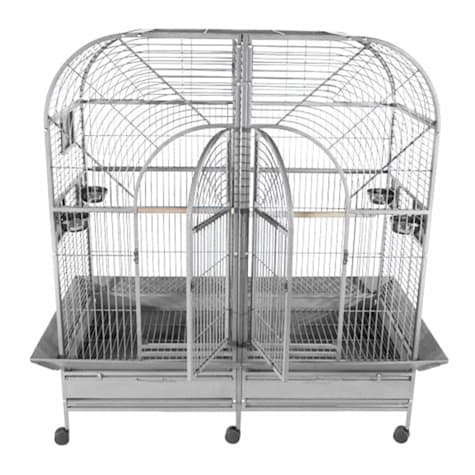 A&E Cage Company Double Macaw Cage with Removable Divider in Platinum