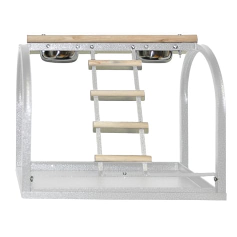 A&E Cage Company White Table Stand with Ladders and Cups