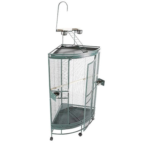A&E Cage Company Medium Corner Cage with Playtop in Black