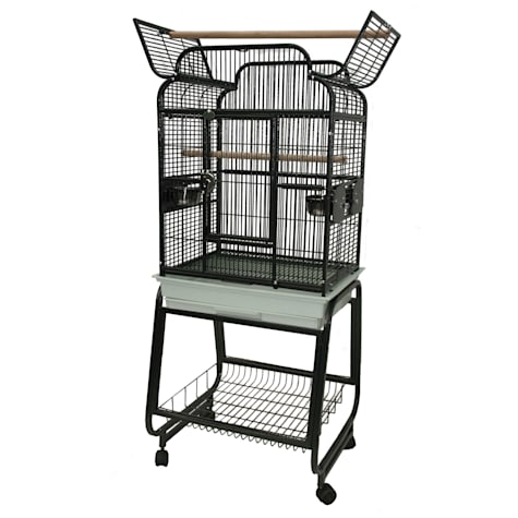 A&E Cage Company 782217 Open Victorian Top with Plastic Base in Platinum