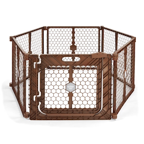 EveryYay Essentials In The Zone Brown Convertible Plastic Pet Gate & Play Pen