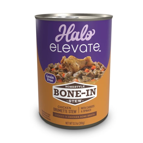Halo Elevate Dog Homestyle Bone-In Grain Free Chicken Stew with Carrots & Spinach Wet Food