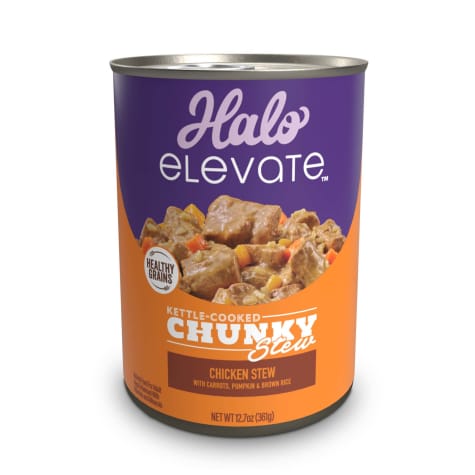 Halo Elevate Dog Kettle Cooked Chunky Healthy Grains Chicken Stew, Carrots, Pumpkin, Brown Rice Wet Food