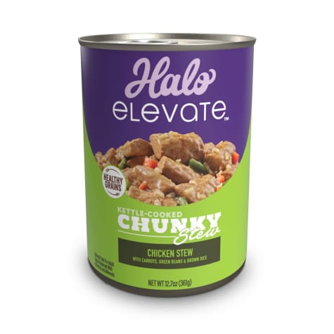 Halo Elevate Dog Kettle Cooked Chunky Healthy Grains Chicken Stew, Carrots, Green Beans & Brown Rice Wet Food