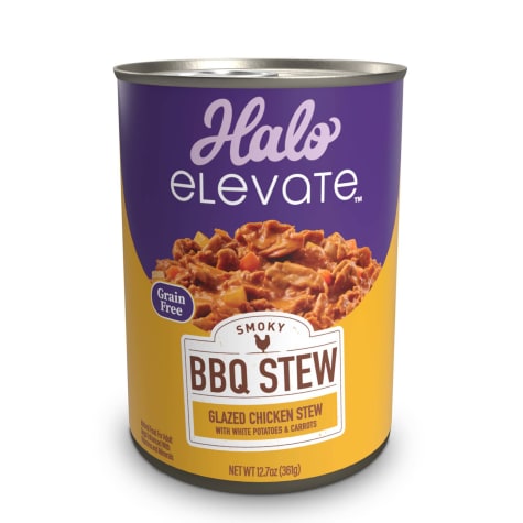 Halo Elevate Dog Smoky BBQ Stew Grain Free Glazed Chicken Stew with White Potatoes & Carrots Wet Food
