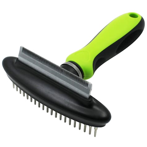 Pet Life Flex Series Green 2-in-1 Dual-Sided Grooming Undercoat Pet Rake and Deshedder