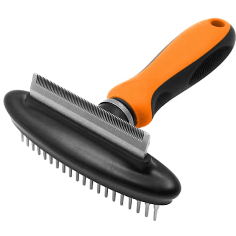 Pet Life Flex Series Orange 2-in-1 Dual-Sided Grooming Undercoat Pet Rake and Deshedder