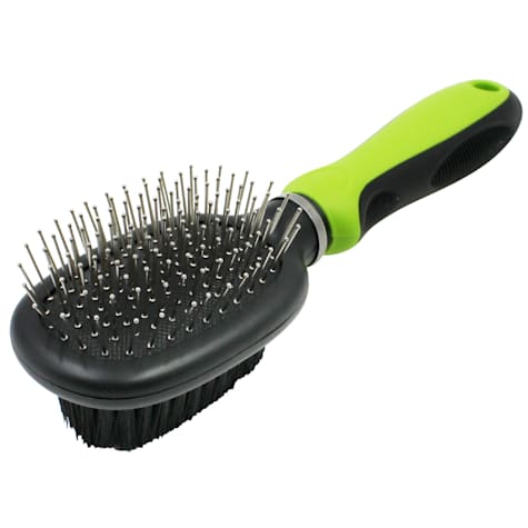 Pet Life Flex Series Green 2-in-1 Dual-Sided Pin and Bristle Grooming Pet Brush