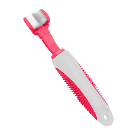 Pet Life 'Denta-Clean' Pink Dual-Sided Action Bristle Pet Toothbrush