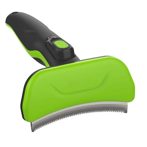 Pet Life 'Fur-Guard' Green Easy Self-Cleaning Grooming Deshedder Pet Comb