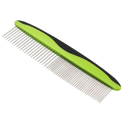 Pet Life Grip Ease' Green Wide and Narrow Tooth Grooming Pet Comb